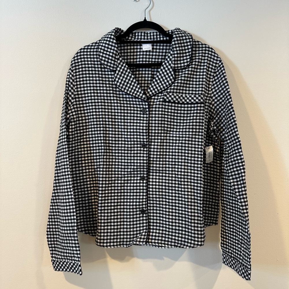 Amazon Essentials Black and White Checkered Pajama Top